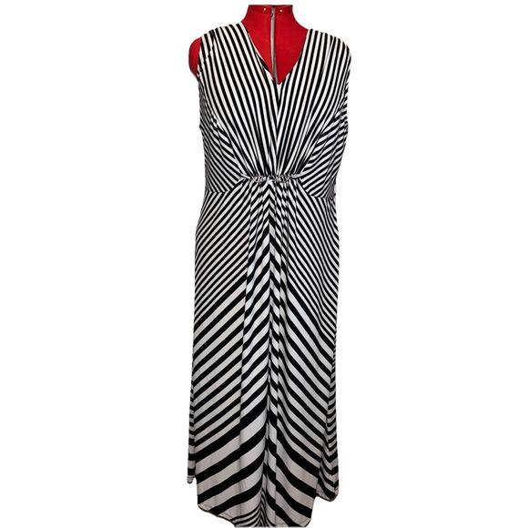 Elementz Maxi Dress Women’s 2X Jersey Stretch Geometric Summer Embellished Waist - Picture 1 of 8